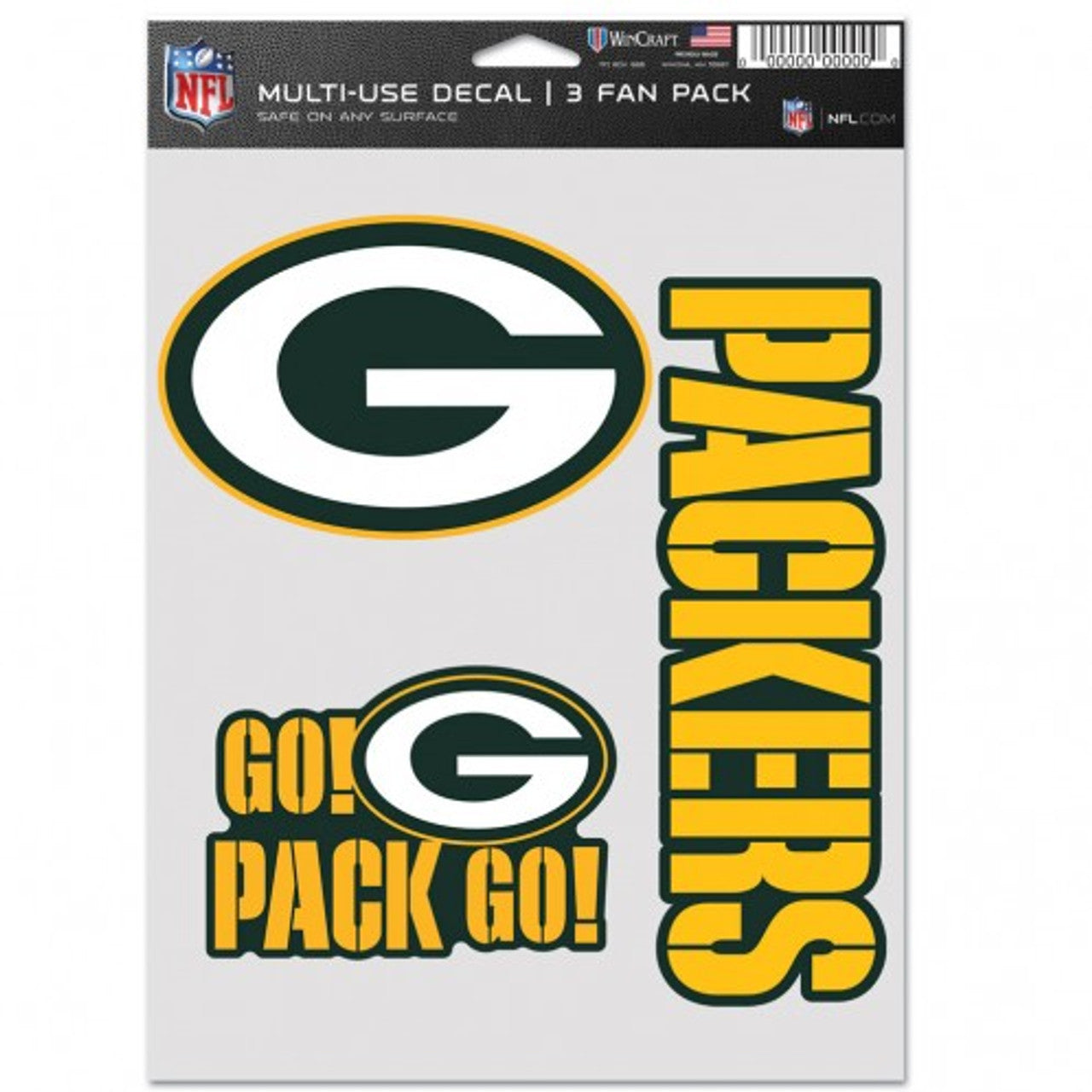Green Bay Packers Decal Multi Use Fan 3 Pack - Sports Collectibles, Sports Memorabilia, Sports Fan Shop, Sports Gifts
