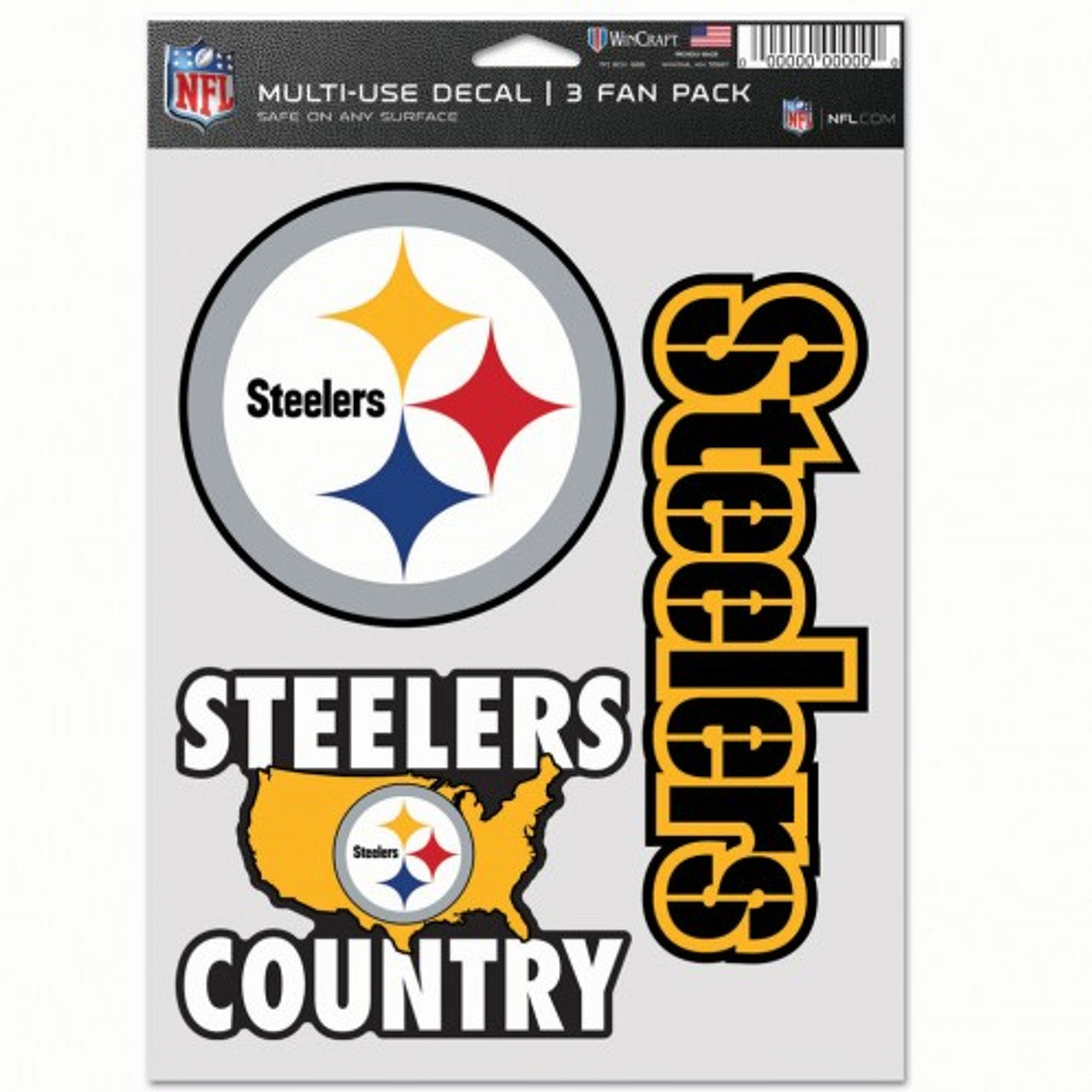 Pittsburgh Steelers Decal Multi Use Fan 3 Pack - Sports Collectibles, Sports Memorabilia, Sports Fan Shop, Sports Gifts