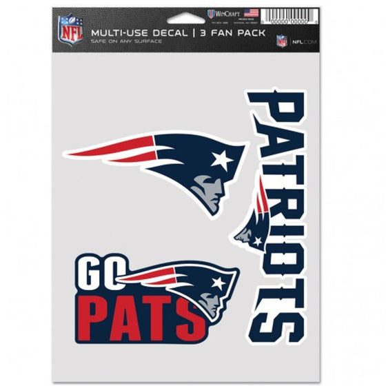 New England Patriots Decal Multi Use Fan 3 Pack - Sports Collectibles, Sports Memorabilia, Sports Fan Shop, Sports Gifts