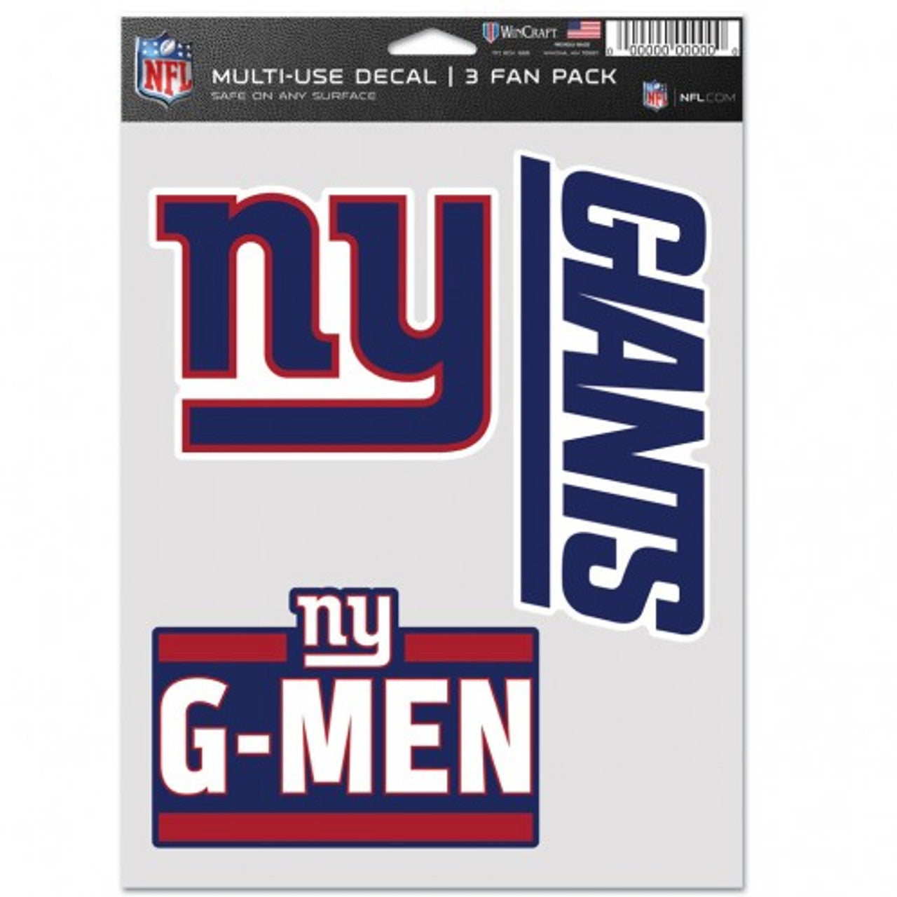 New York Giants Decal Multi Use Fan 3 Pack - Sports Collectibles, Sports Memorabilia, Sports Fan Shop, Sports Gifts