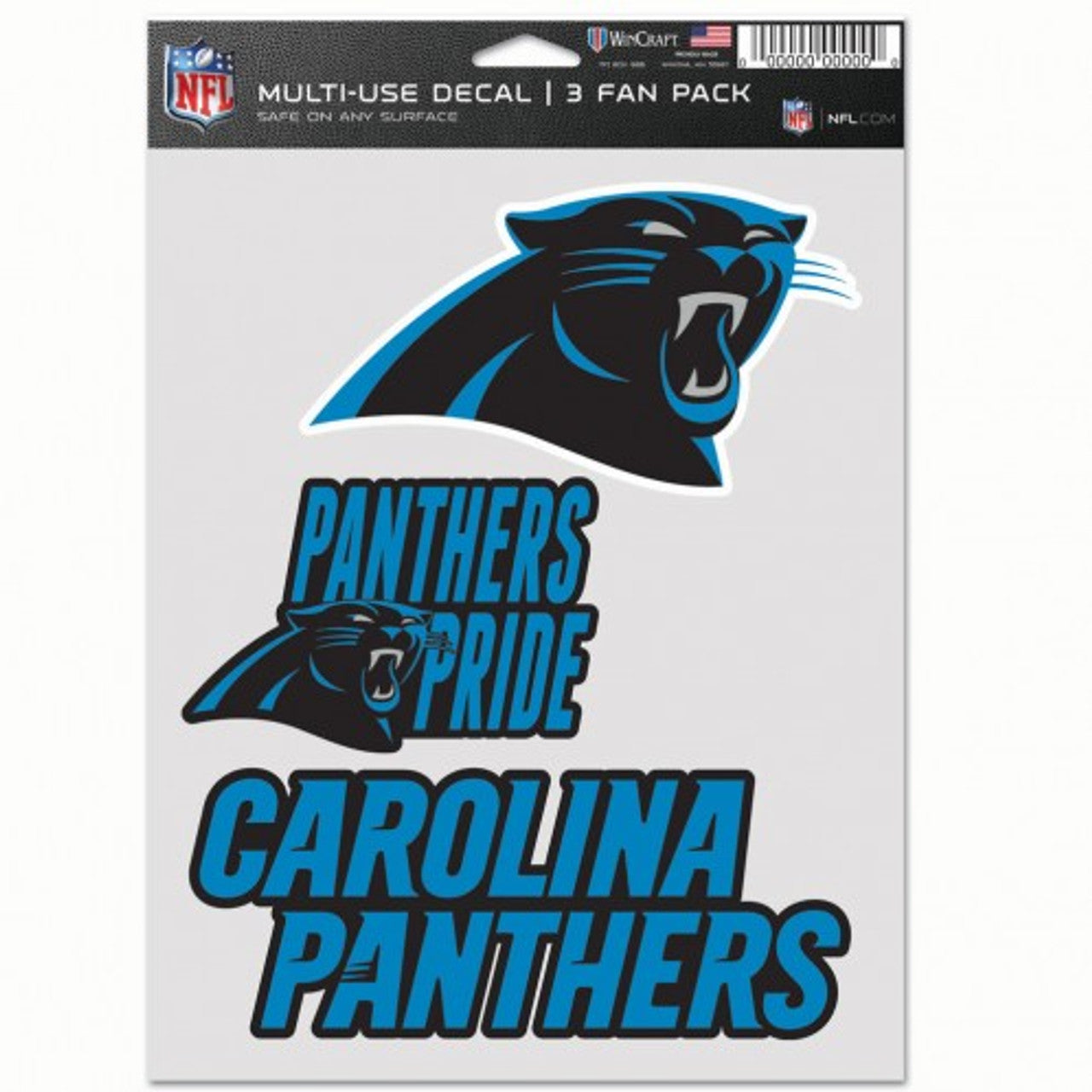 Carolina Panthers Decal Multi Use Fan 3 Pack - Sports Collectibles, Sports Memorabilia, Sports Fan Shop, Sports Gifts