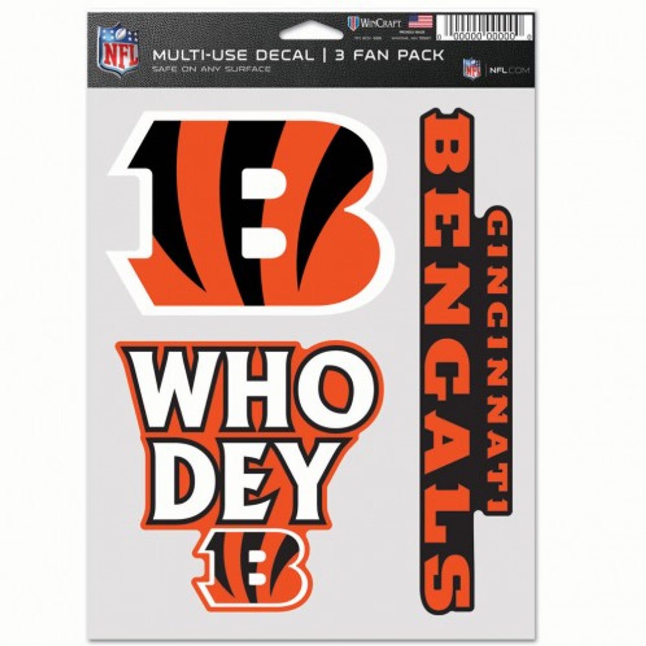 Cincinnati Bengals Decal Multi Use Fan 3 Pack - Sports Collectibles, Sports Memorabilia, Sports Fan Shop, Sports Gifts