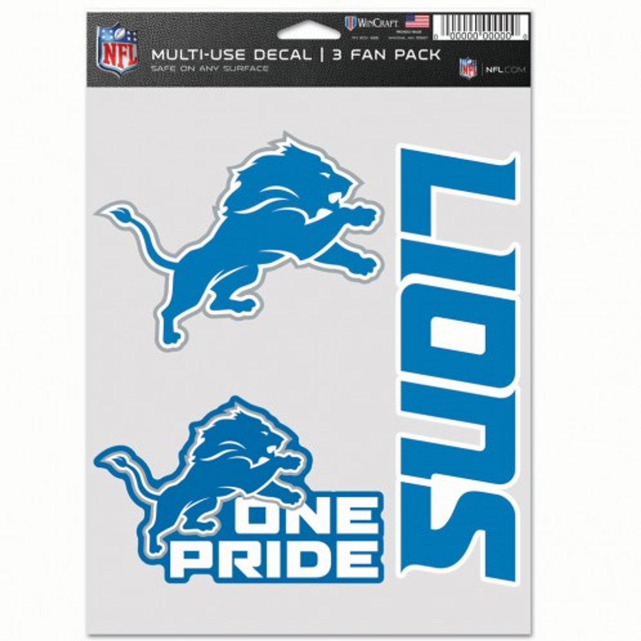 Detroit Lions Decal Multi Use Fan 3 Pack - Sports Collectibles, Sports Memorabilia, Sports Fan Shop, Sports Gifts