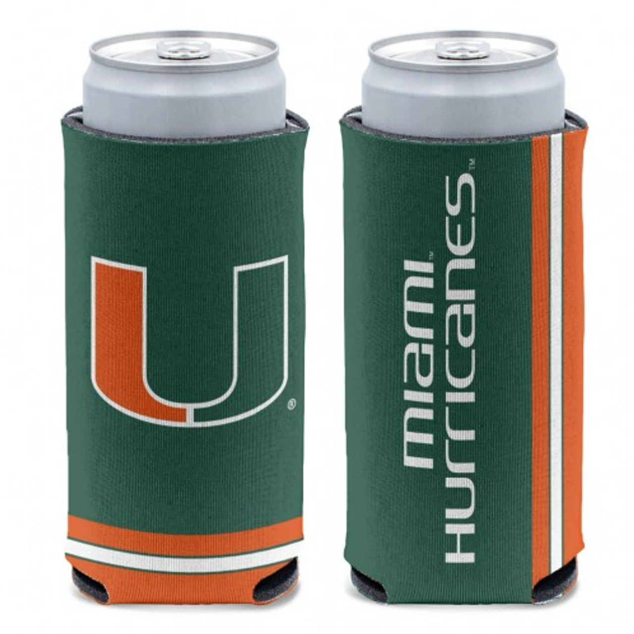 Miami Hurricanes Can Cooler Slim Can Design - Sports Collectibles, Sports Memorabilia, Sports Fan Shop, Sports Gifts