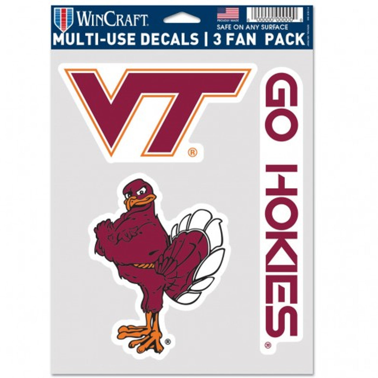 Virginia Tech Hokies Decal Multi Use Fan 3 Pack Special Order - Sports Collectibles, Sports Memorabilia, Sports Fan Shop, Sports Gifts