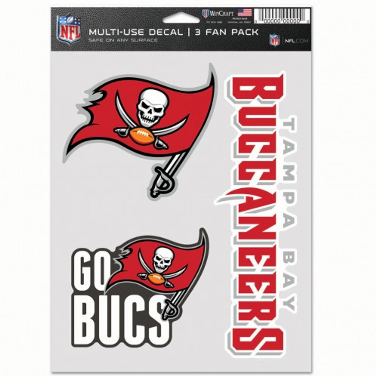 Tampa Bay Buccaneers Decal Multi Use Fan 3 Pack - Sports Collectibles, Sports Memorabilia, Sports Fan Shop, Sports Gifts