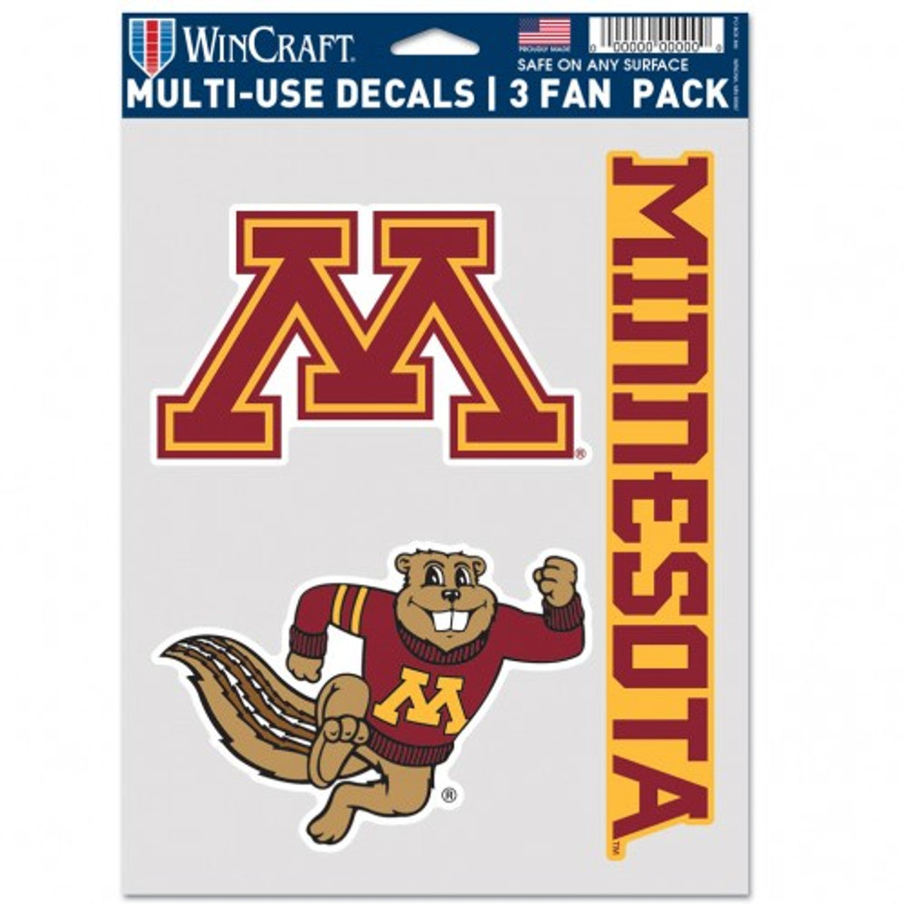 Minnesota Golden Gophers Decal Multi Use Fan 3 Pack Special Order - Sports Collectibles, Sports Memorabilia, Sports Fan Shop, Sports Gifts