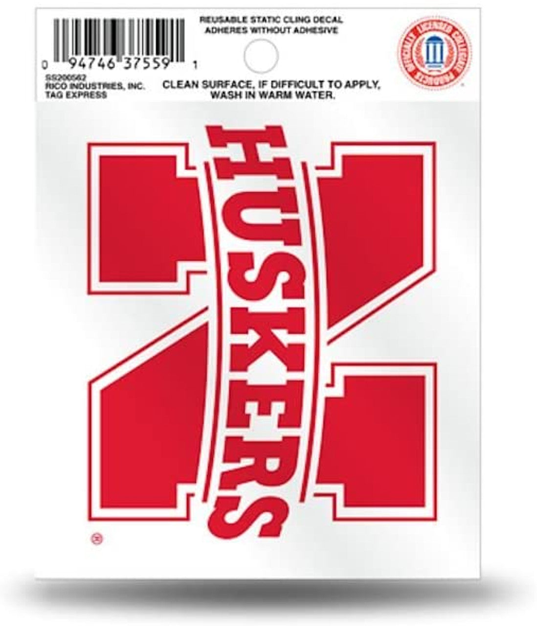 Nebraska Cornhuskers Static Cling Small (Script Logo) CO - Sports Collectibles, Sports Memorabilia, Sports Fan Shop, Sports Gifts