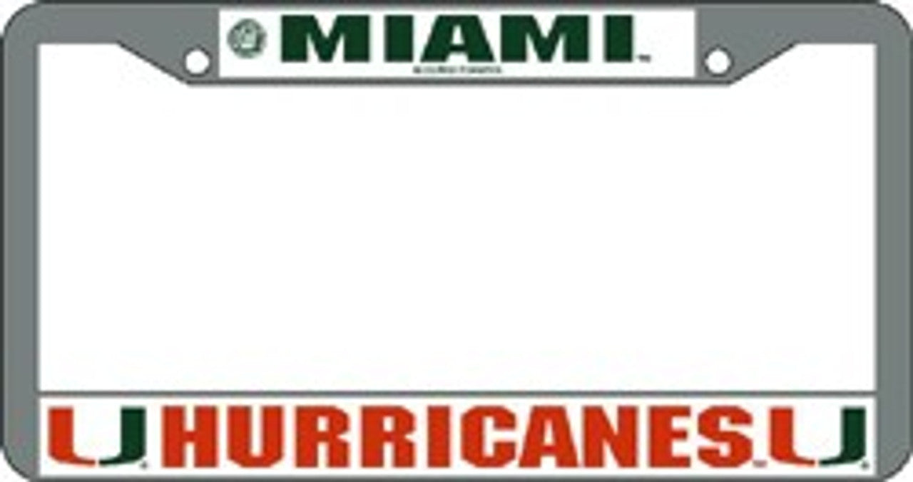 Miami Hurricanes License Plate Frame Chrome - Sports Collectibles, Sports Memorabilia, Sports Fan Shop, Sports Gifts