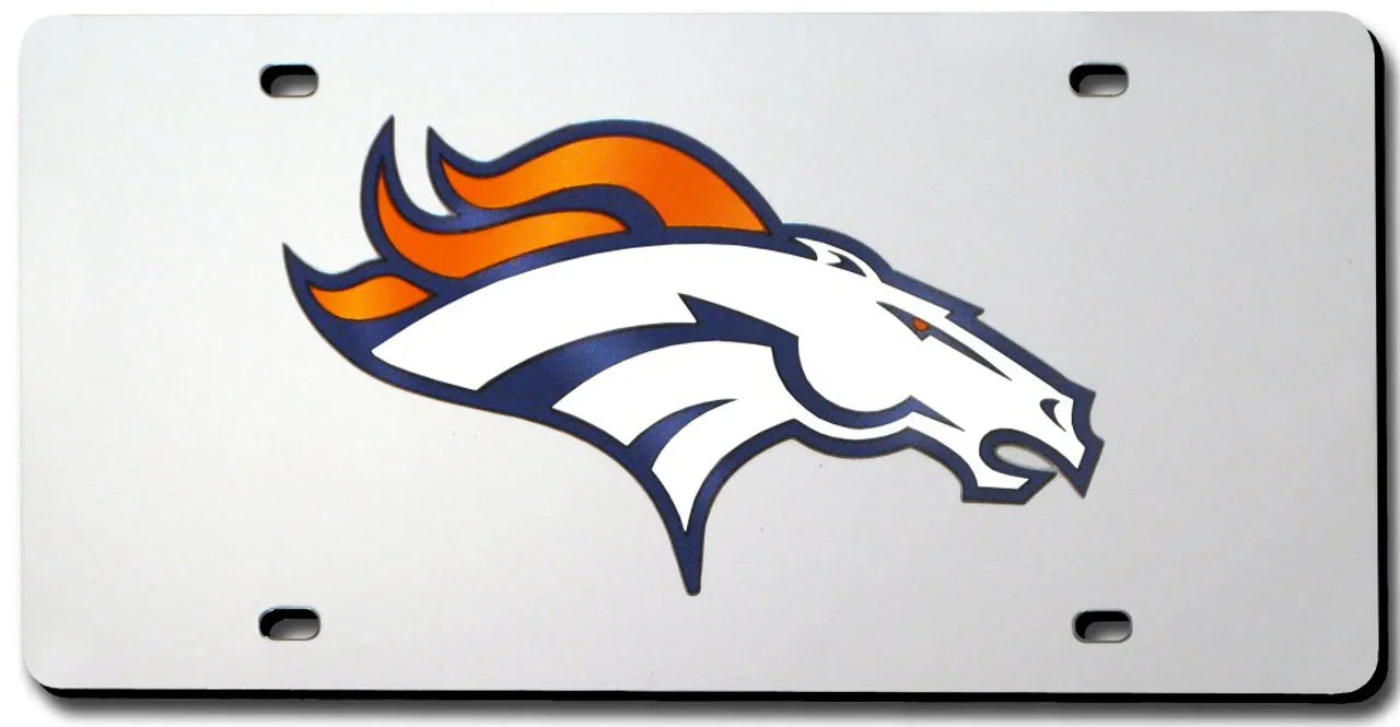 Denver Broncos Laser Cut Silver License Plate (CDG) - 757 Sports Collectibles
