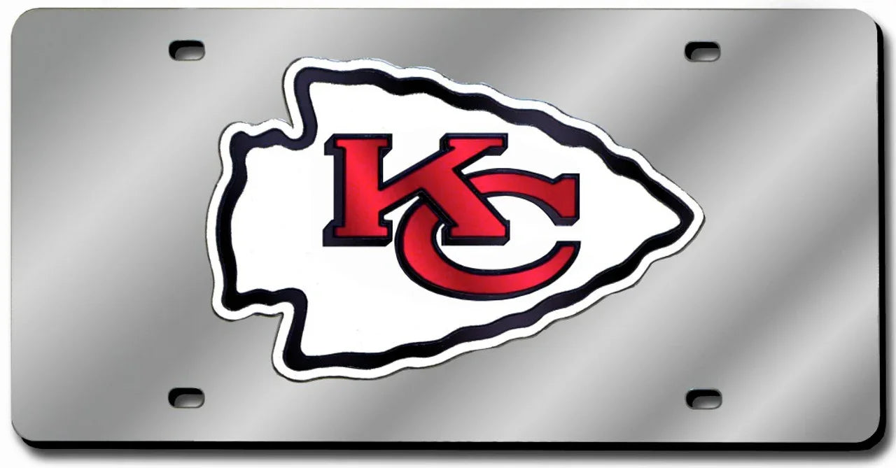 Kansas City Chiefs Laser Cut Silver License Plate (CDG) - 757 Sports Collectibles