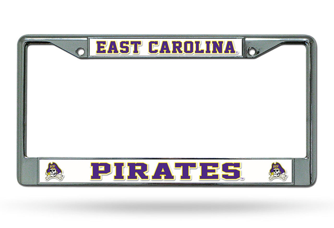 East Carolina Pirates License Plate Frame Chrome - Sports Collectibles, Sports Memorabilia, Sports Fan Shop, Sports Gifts