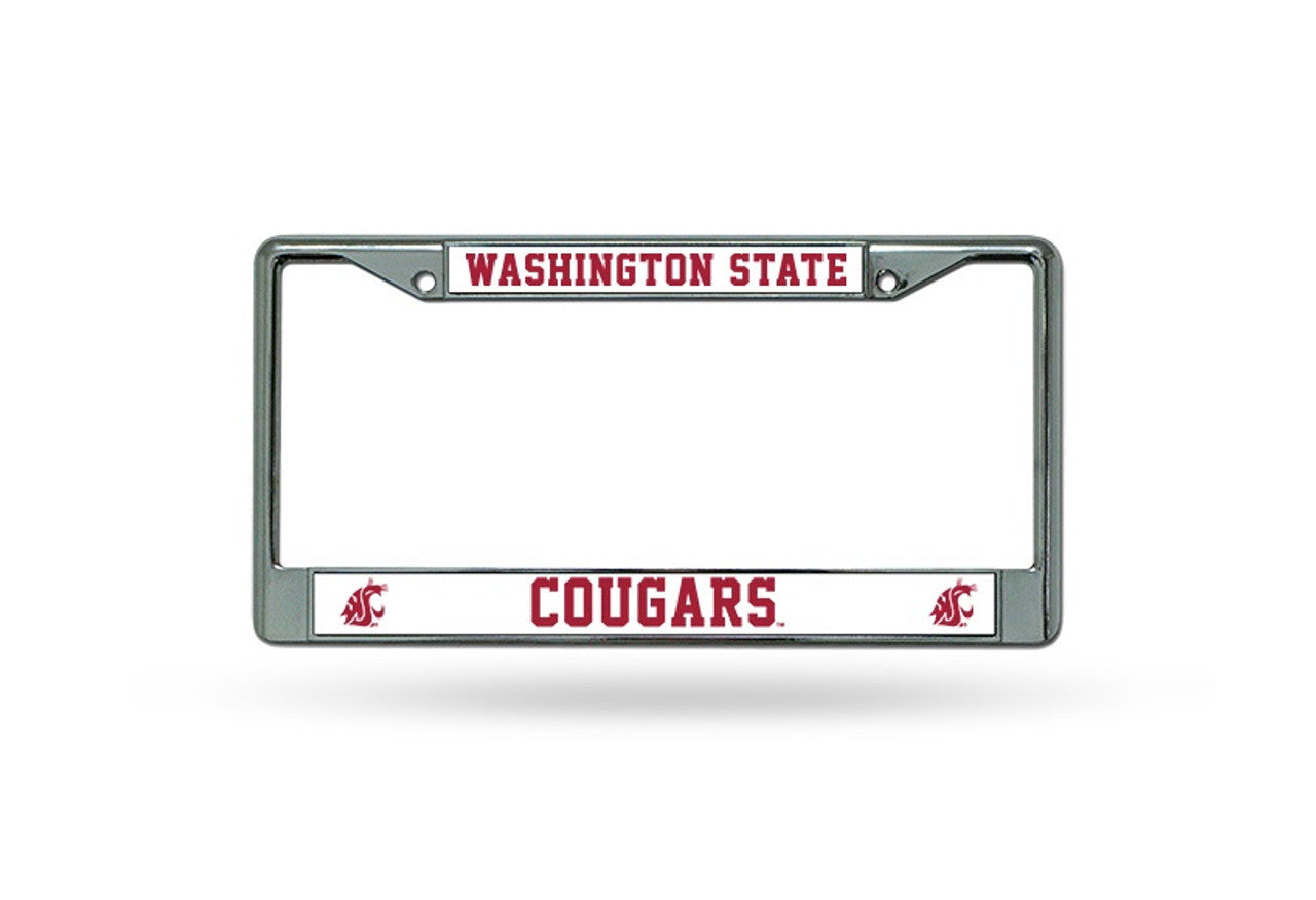 Washington State Cougars License Plate Frame Chrome - Sports Collectibles, Sports Memorabilia, Sports Fan Shop, Sports Gifts