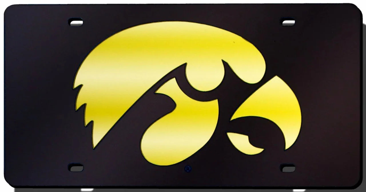 Iowa Hawkeyes Black Laser Cut License Plate (CDG) - 757 Sports Collectibles