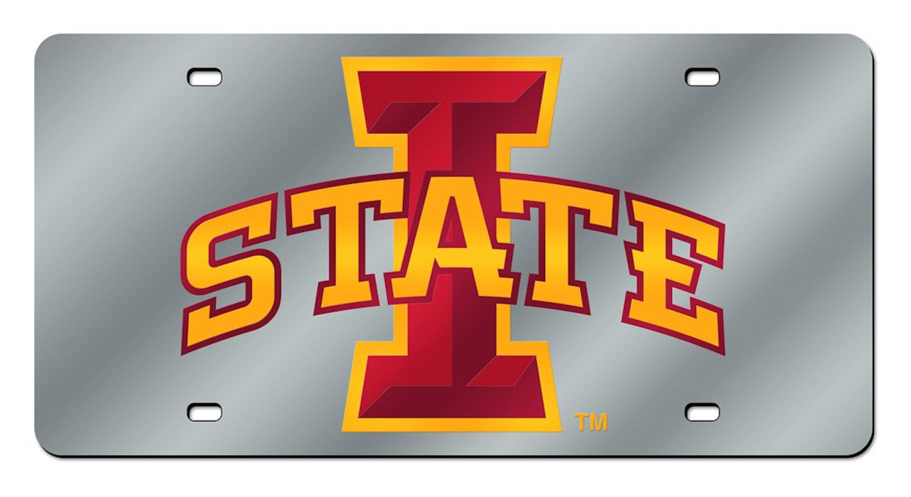 Iowa State Cyclones License Plate Laser Cut Silver - Special Order - Sports Collectibles, Sports Memorabilia, Sports Fan Shop, Sports Gifts