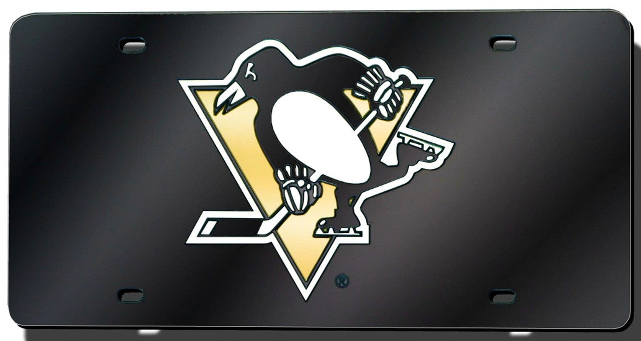 Pittsburgh Penguins License Plate Laser Cut Black - Special Order - Sports Collectibles, Sports Memorabilia, Sports Fan Shop, Sports Gifts