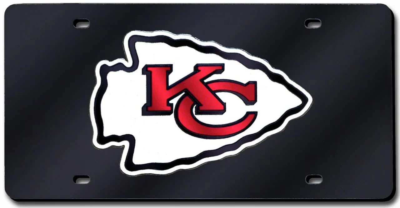 Kansas City Chiefs Laser Cut Black License Plate (CDG) - 757 Sports Collectibles