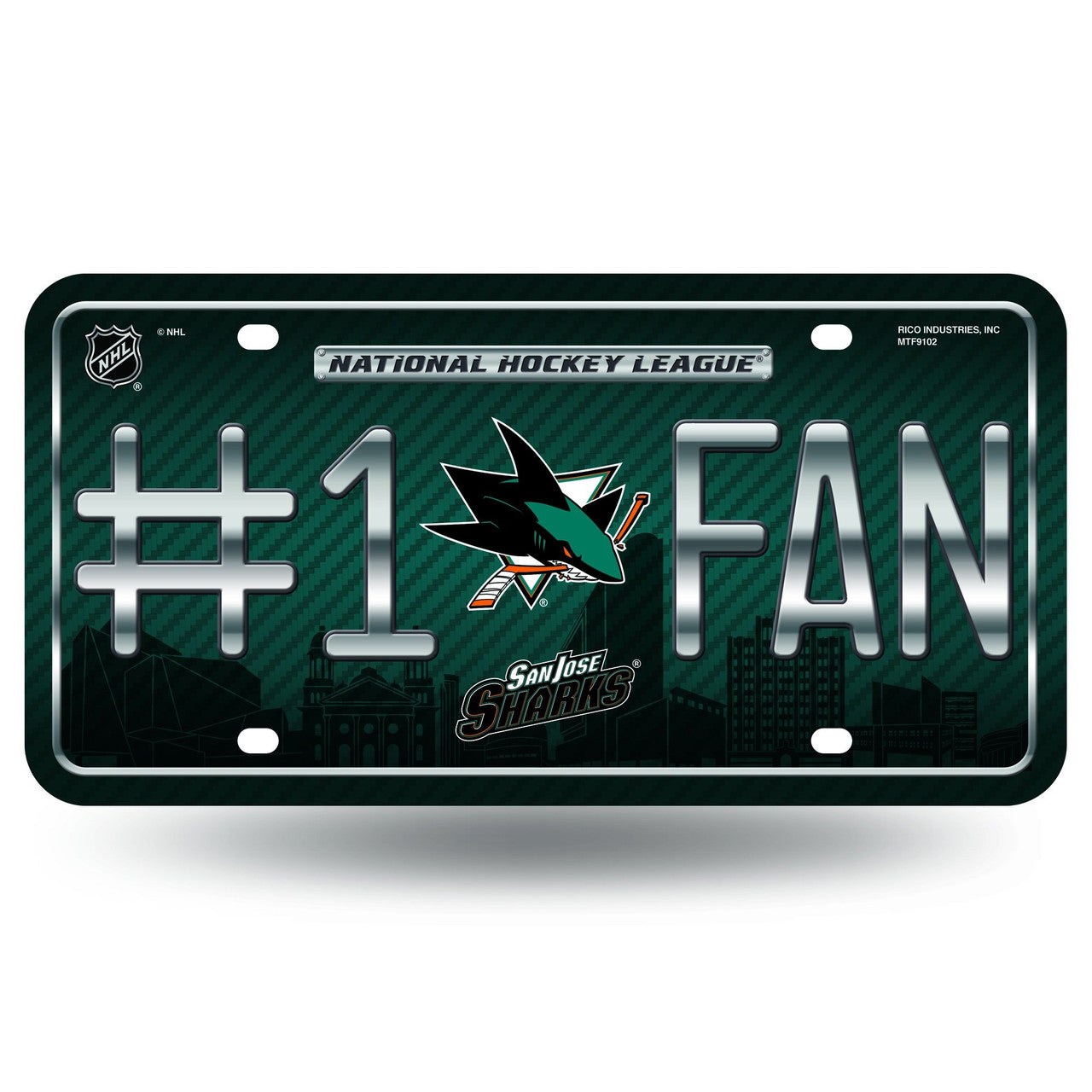 San Jose Sharks License Plate - #1 Fan - Sports Collectibles, Sports Memorabilia, Sports Fan Shop, Sports Gifts