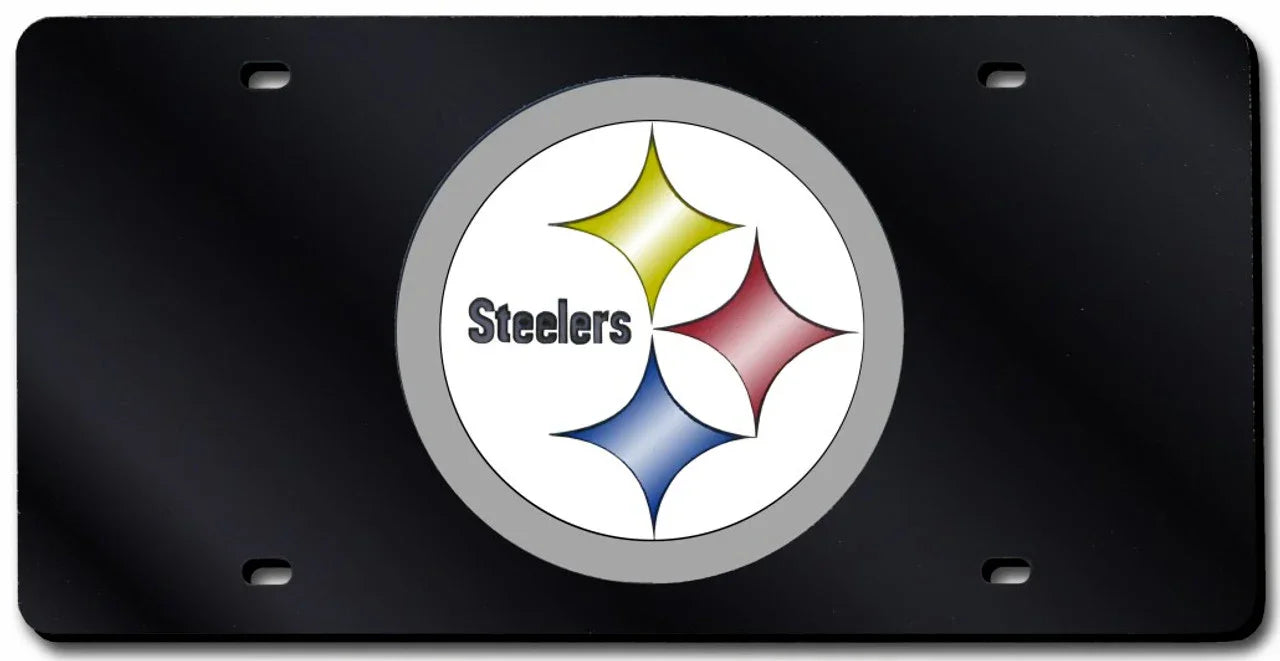 Pittsburgh Steelers Laser Cut Black License Plate (CDG) - 757 Sports Collectibles