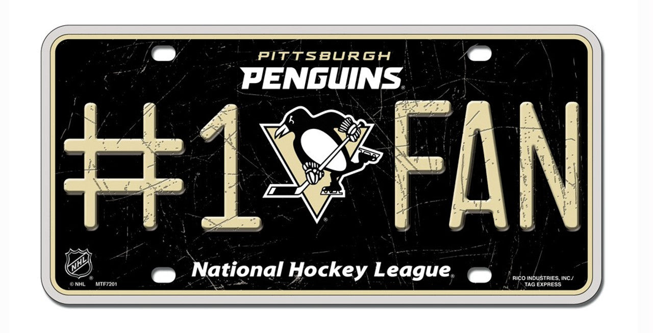 Pittsburgh Penguins License Plate - #1 FAN - Special Order - Sports Collectibles, Sports Memorabilia, Sports Fan Shop, Sports Gifts