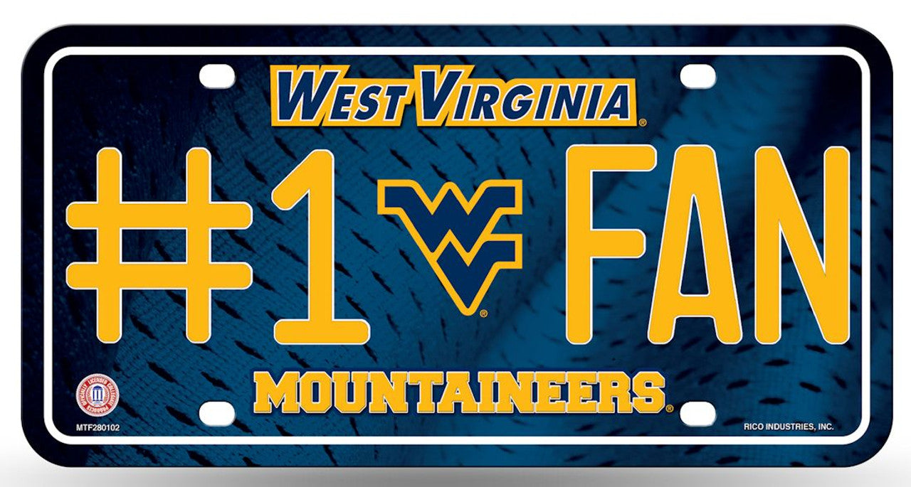West Virginia Mountaineers License Plate - #1 Fan - Sports Collectibles, Sports Memorabilia, Sports Fan Shop, Sports Gifts