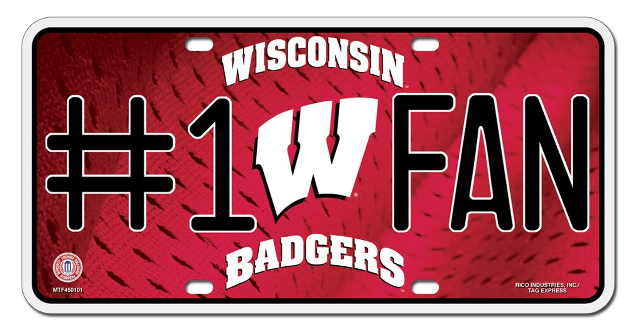 Wisconsin Badgers License Plate - #1 Fan - Sports Collectibles, Sports Memorabilia, Sports Fan Shop, Sports Gifts