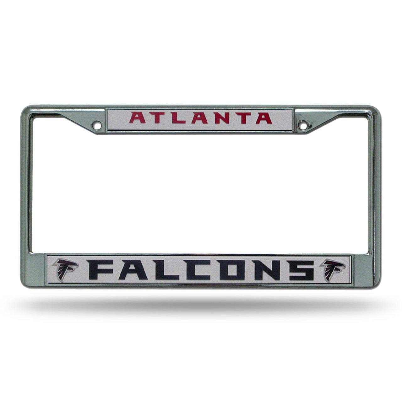 Atlanta Falcons License Plate Frame Chrome Silver/White Insert - Sports Collectibles, Sports Memorabilia, Sports Fan Shop, Sports Gifts
