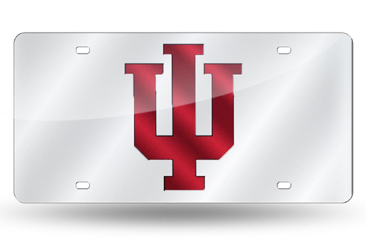Indiana Hoosiers License Plate Laser Cut Silver - Sports Collectibles, Sports Memorabilia, Sports Fan Shop, Sports Gifts