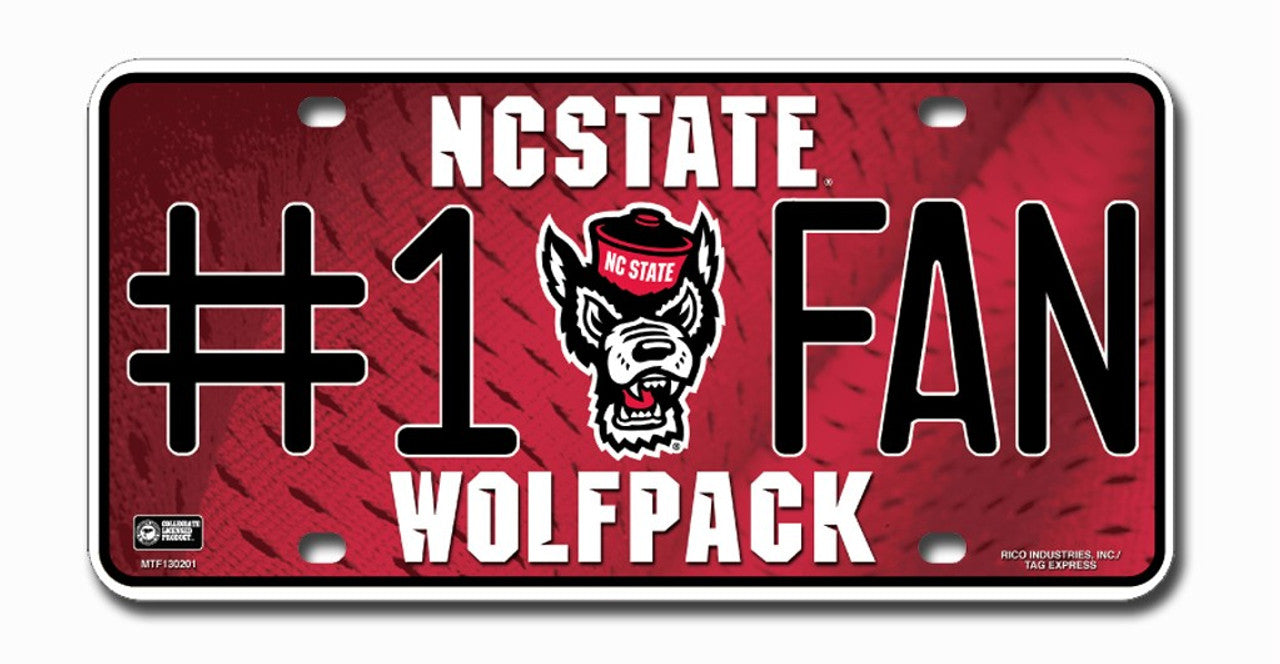 North Carolina State Wolfpack License Plate - #1 Fan - Sports Collectibles, Sports Memorabilia, Sports Fan Shop, Sports Gifts