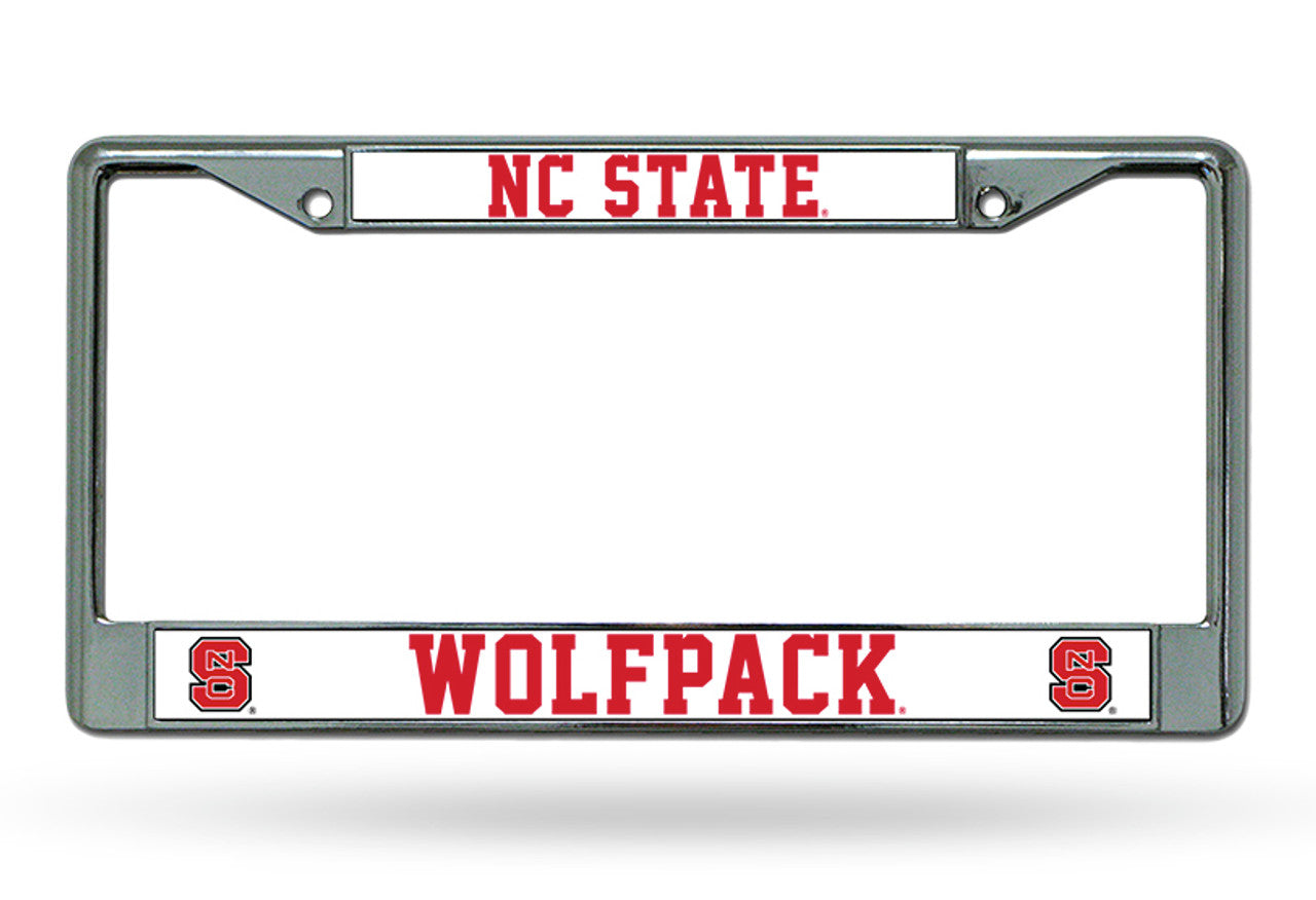 North Carolina State Wolfpack License Plate Frame Chrome - Sports Collectibles, Sports Memorabilia, Sports Fan Shop, Sports Gifts