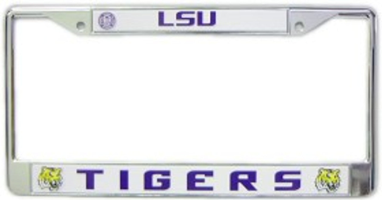 LSU Tigers License Plate Frame Chrome - Sports Collectibles, Sports Memorabilia, Sports Fan Shop, Sports Gifts