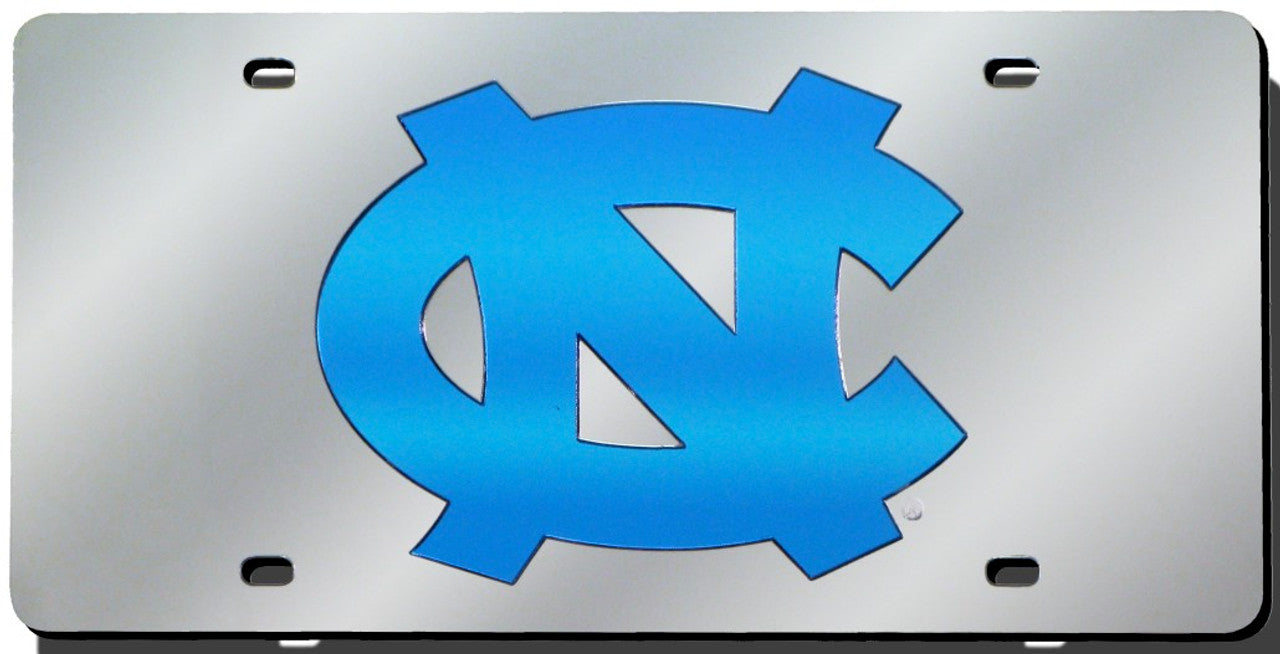 North Carolina Tar Heels License Plate Laser Cut Silver - Sports Collectibles, Sports Memorabilia, Sports Fan Shop, Sports Gifts