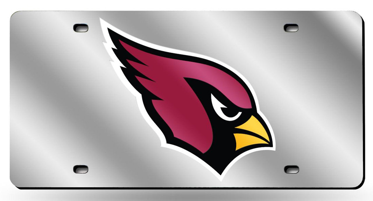 Arizona Cardinals License Plate Laser Cut Silver - Sports Collectibles, Sports Memorabilia, Sports Fan Shop, Sports Gifts