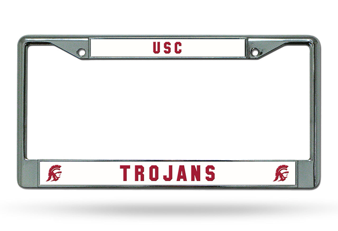 USC Trojans License Plate Frame Chrome - Sports Collectibles, Sports Memorabilia, Sports Fan Shop, Sports Gifts
