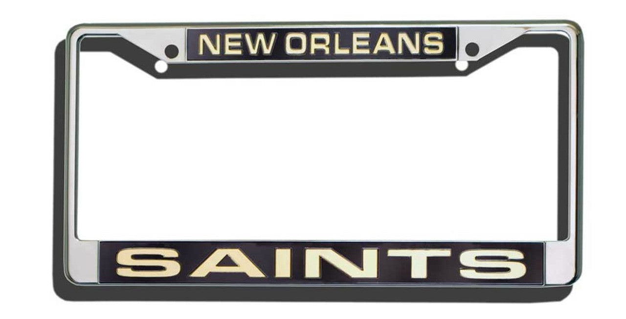 New Orleans Saints License Plate Frame Laser Cut Chrome - Sports Collectibles, Sports Memorabilia, Sports Fan Shop, Sports Gifts