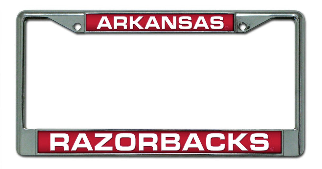 Arkansas Razorbacks Laser Cut Chrome License Plate Frame - Sports Collectibles, Sports Memorabilia, Sports Fan Shop, Sports Gifts
