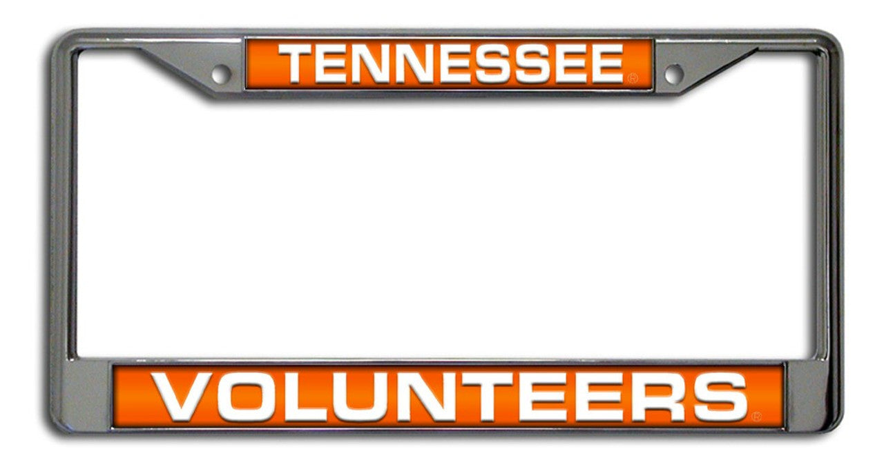 Tennessee Volunteers License Plate Frame Laser Cut Chrome - Sports Collectibles, Sports Memorabilia, Sports Fan Shop, Sports Gifts