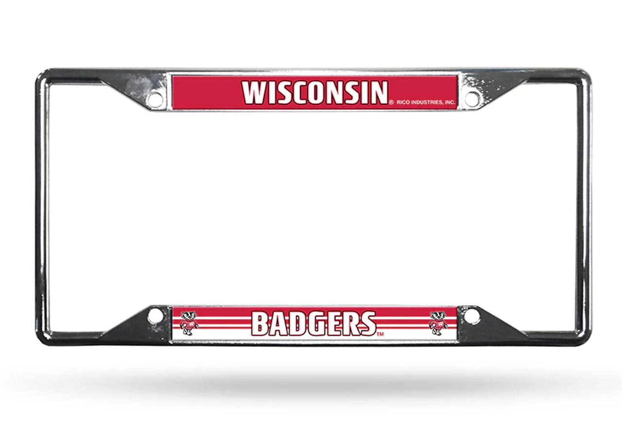 Wisconsin Badgers License Plate Frame Chrome EZ View (CDG) - 757 Sports Collectibles