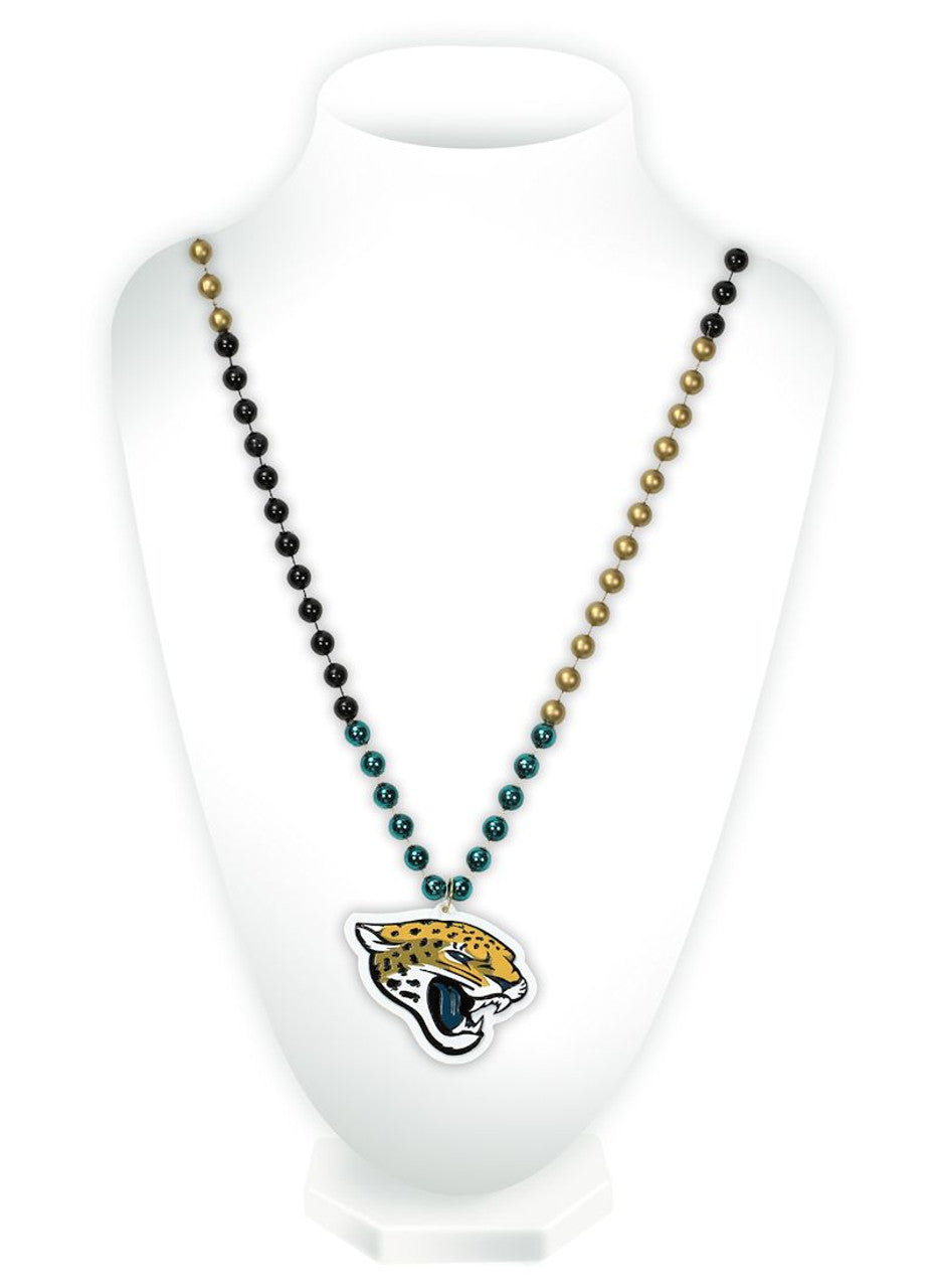 Jacksonville Jaguars Mardi Gras Beads with Medallion - Sports Collectibles, Sports Memorabilia, Sports Fan Shop, Sports Gifts