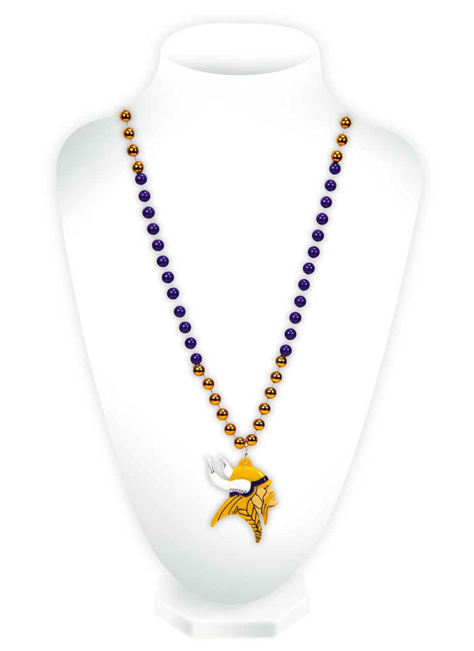 Minnesota Vikings Beads with Medallion Mardi Gras Style - Sports Collectibles, Sports Memorabilia, Sports Fan Shop, Sports Gifts