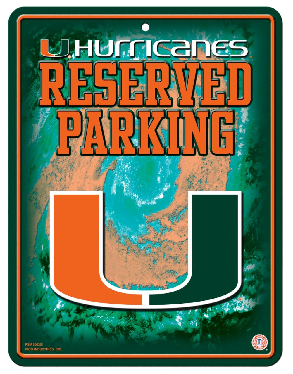 Miami Hurricanes Metal Parking Sign - Sports Collectibles, Sports Memorabilia, Sports Fan Shop, Sports Gifts