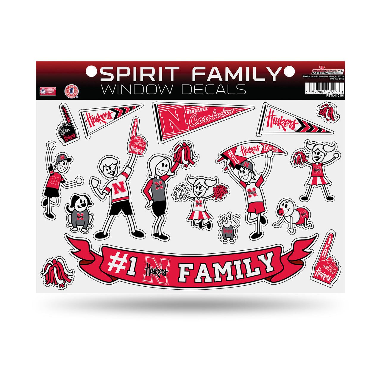 Nebraska Cornhuskers Family Sticker Sheet Script Logo CO - Sports Collectibles, Sports Memorabilia, Sports Fan Shop, Sports Gifts