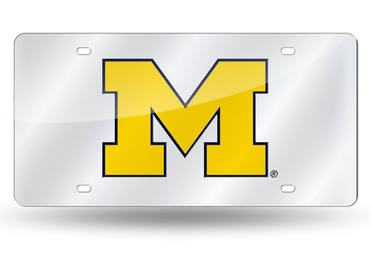 Michigan Wolverines License Plate Laser Cut Silver - Sports Collectibles, Sports Memorabilia, Sports Fan Shop, Sports Gifts