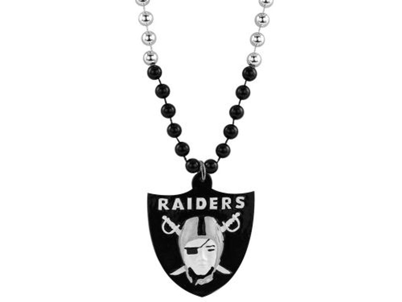 Las Vegas Raiders Beads with Medallion Mardi Gras Style - Sports Collectibles, Sports Memorabilia, Sports Fan Shop, Sports Gifts