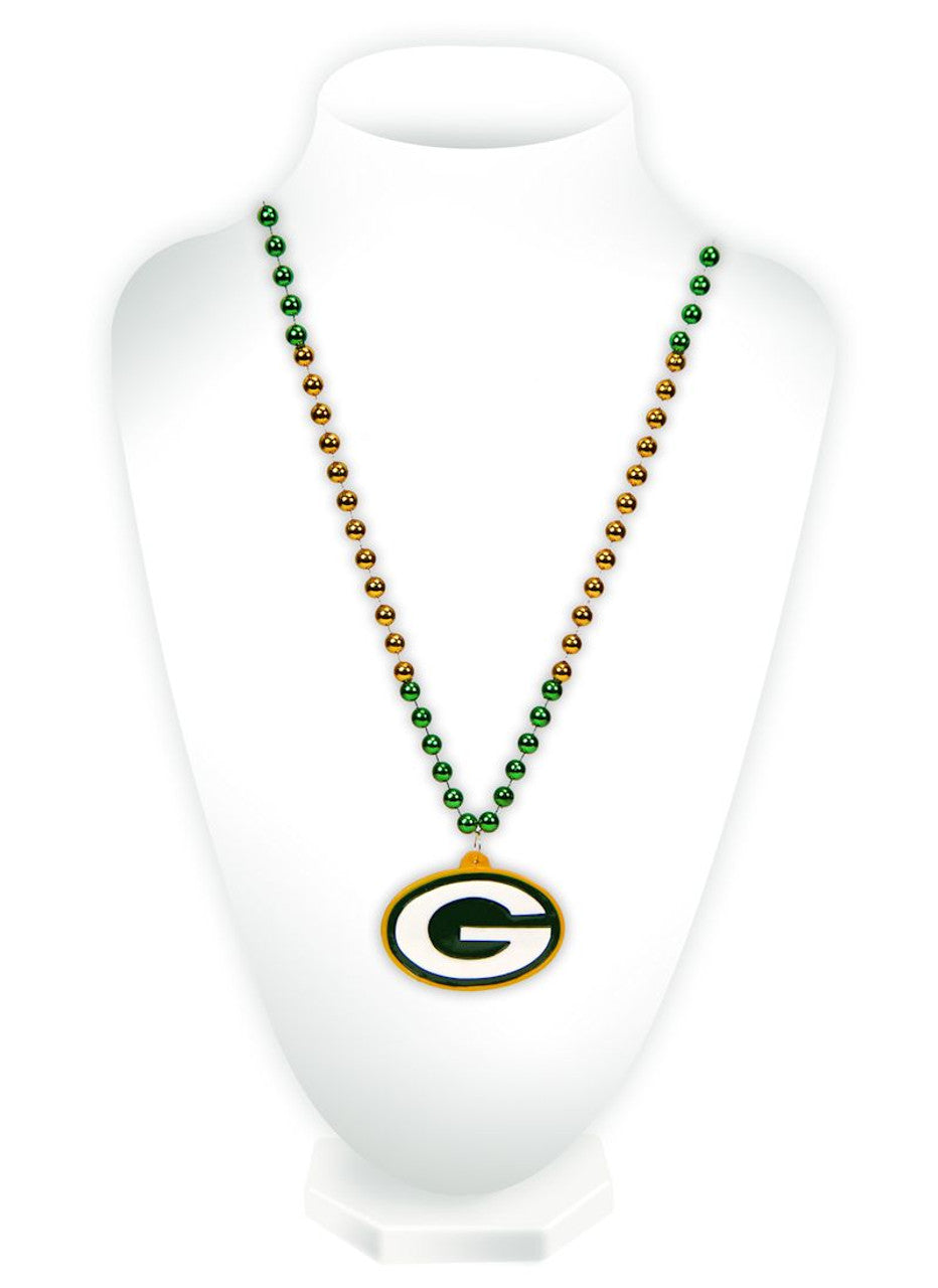 Green Bay Packers Beads with Medallion Mardi Gras Style - Sports Collectibles, Sports Memorabilia, Sports Fan Shop, Sports Gifts