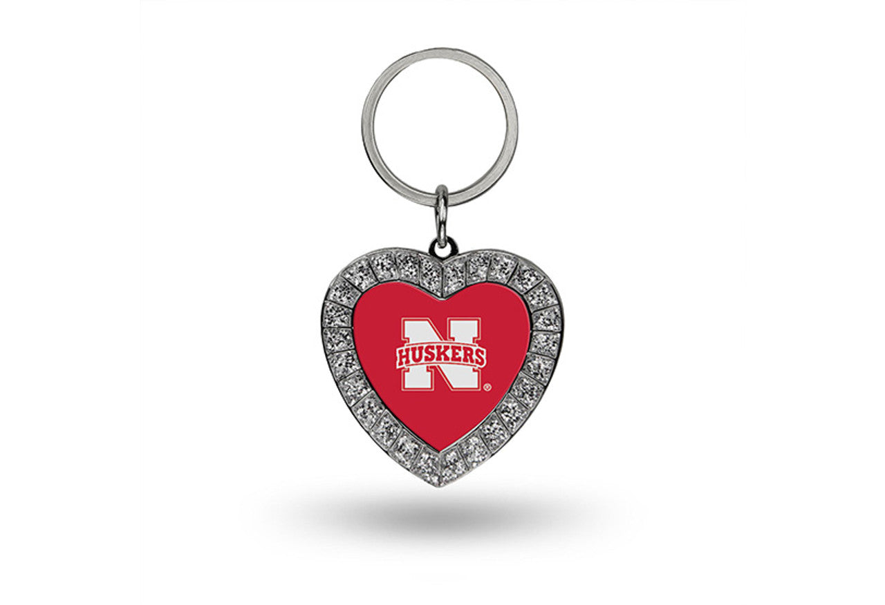 Nebraska Cornhuskers Keychain Rhinestone Heart CO - Sports Collectibles, Sports Memorabilia, Sports Fan Shop, Sports Gifts