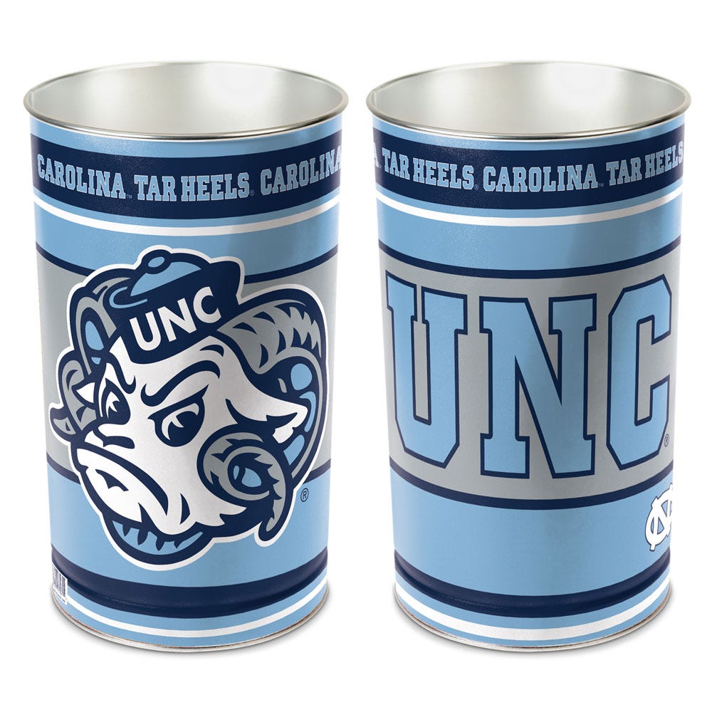 North Carolina Tar Heels Wastebasket 15 Inch - Sports Gifts, Sports Memorabilia, Sports Collectibles, Fan Shop