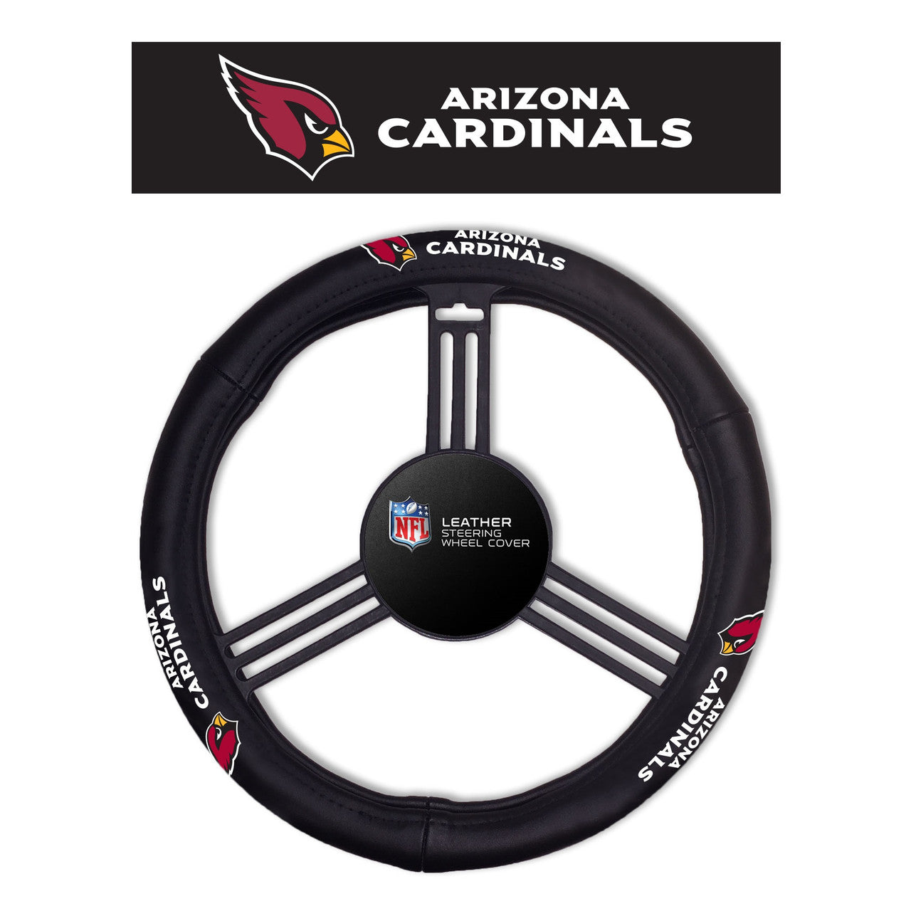 Arizona Cardinals Steering Wheel Cover Leather CO - Sports Collectibles, Sports Memorabilia, Sports Fan Shop, Sports Gifts