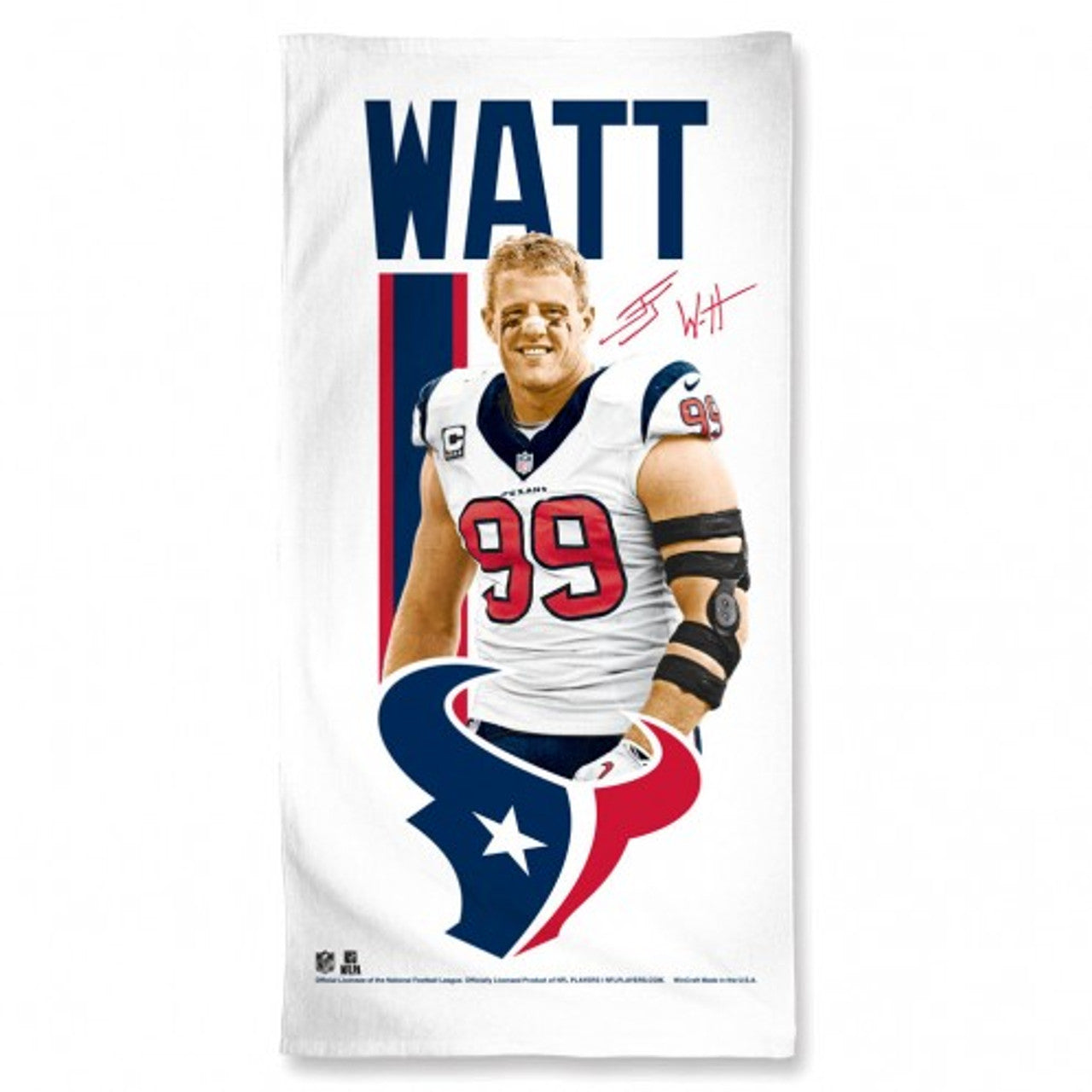 Houston Texans Towel 30x60 Beach Style JJ Watt Design - Sports Collectibles, Sports Memorabilia, Sports Fan Shop, Sports Gifts