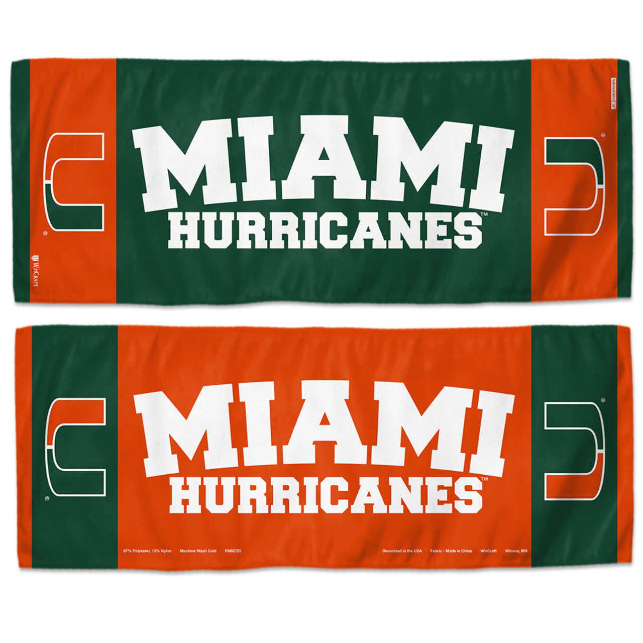 Miami Hurricanes Cooling Towel 12x30 - Sports Collectibles, Sports Memorabilia, Sports Fan Shop, Sports Gifts